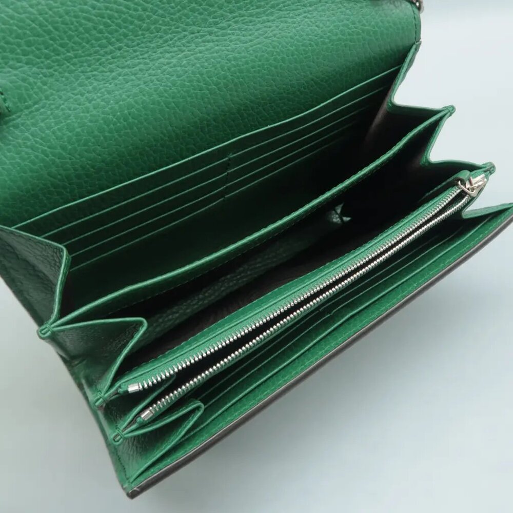 100% Authentic GUCCI Dionysus Chain Wallet Green Leather Shoulder Bag - Picture 11 of 12